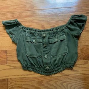 green off the shoulder top